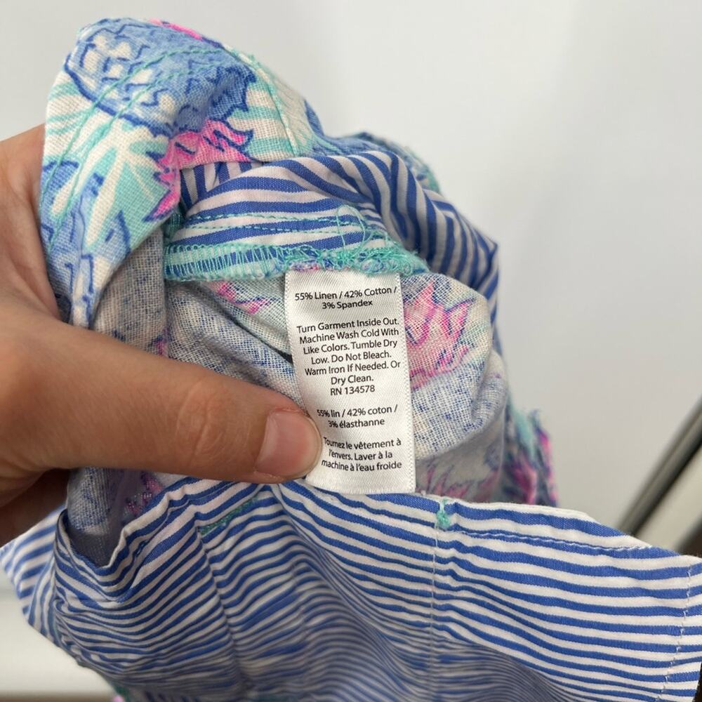 Vineyard Vines High Rise Pineapple Printed Cropped Pants Linen Blend - Picture 8 of 8